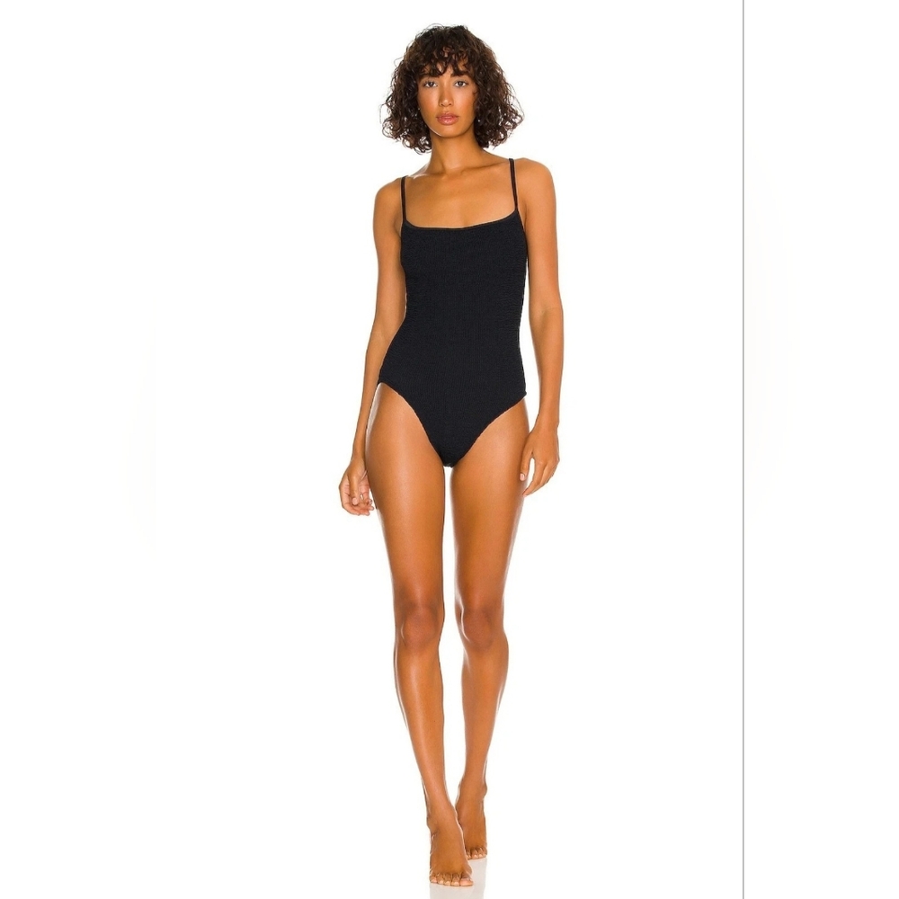 HUNZA G Pamela Black One Piece Swimsuit NWT
